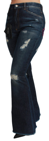 Thumbnail for Chic High Waist Flare Denim Queen Embroidery