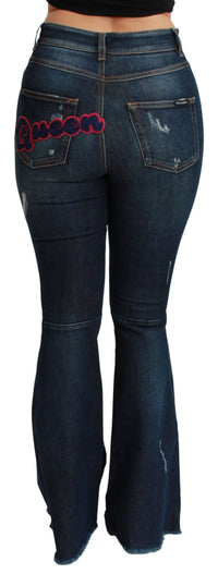 Thumbnail for Chic High Waist Flare Denim Queen Embroidery