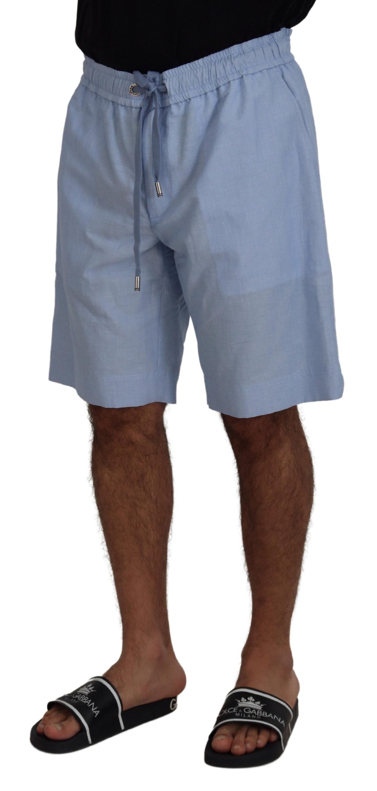 Light Blue Bermuda Mid Waist Casual Shorts