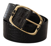 Thumbnail for Elegant Black Leather Logo Belt