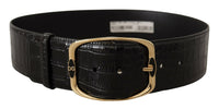 Thumbnail for Elegant Black Leather Logo Belt