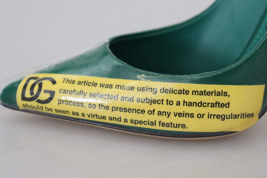 Emerald Elegance Leather Heels Pumps