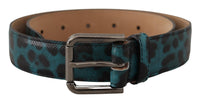 Thumbnail for Engraved Logo Leather Belt in Blue Green