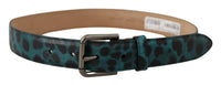 Thumbnail for Engraved Logo Leather Belt in Blue Green