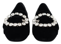 Thumbnail for Chic Velvet Crystal-Embellished Loafers