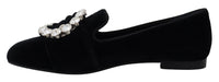 Thumbnail for Chic Velvet Crystal-Embellished Loafers