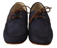 Thumbnail for Elegant Blue & Brown Leather Boat Shoes