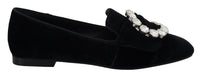 Thumbnail for Chic Velvet Crystal-Embellished Loafers