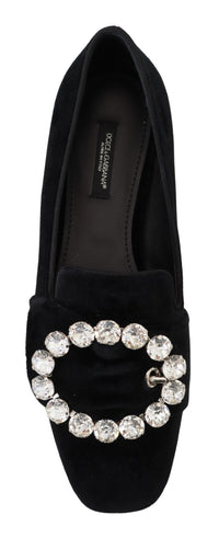 Thumbnail for Chic Velvet Crystal-Embellished Loafers