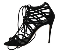 Thumbnail for Elegant Black Suede Gladiator Stilettos