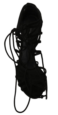 Thumbnail for Elegant Black Suede Gladiator Stilettos