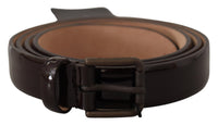 Thumbnail for Elegant Black Leather Logo Buckle Belt