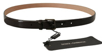 Thumbnail for Elegant Black Leather Logo Buckle Belt