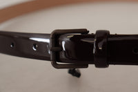 Thumbnail for Elegant Black Leather Logo Buckle Belt