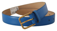 Thumbnail for Elegant Blue Leather Belt with Engraved Buckle