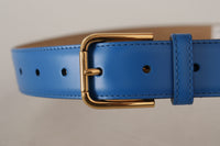 Thumbnail for Elegant Blue Leather Belt with Engraved Buckle