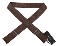 Thumbnail for Silk Geometric Fringe Scarf in Earthy Brown
