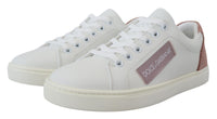 Thumbnail for Chic White Pink Leather Low-Top Sneakers