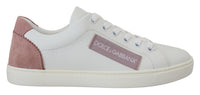 Thumbnail for Chic White Pink Leather Low-Top Sneakers