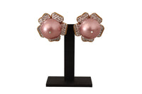 Thumbnail for Elegant Floral Crystal Pearl Clip-On Earrings