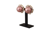 Thumbnail for Elegant Floral Crystal Pearl Clip-On Earrings