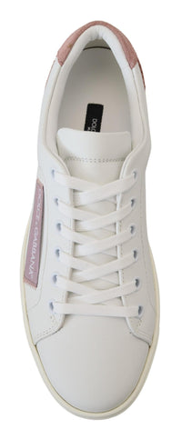 Thumbnail for Chic White Pink Leather Low-Top Sneakers