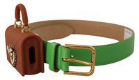 Thumbnail for Chic Emerald Leather Belt with Engraved Buckle