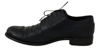 Thumbnail for Dark Blue Leather Wingtip Oxford Dress Shoes