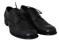 Thumbnail for Dark Blue Leather Wingtip Oxford Dress Shoes