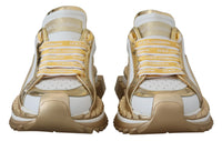 Thumbnail for Elegant White and Gold Leather Sneakers