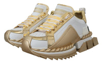 Thumbnail for Elegant White and Gold Leather Sneakers