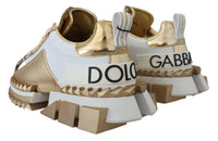 Thumbnail for Elegant White and Gold Leather Sneakers