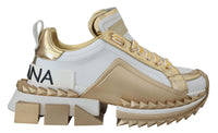 Thumbnail for Elegant White and Gold Leather Sneakers