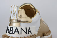 Thumbnail for Elegant White and Gold Leather Sneakers