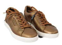 Thumbnail for Golden Metallic Leather Sneakers