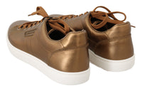 Thumbnail for Golden Metallic Leather Sneakers