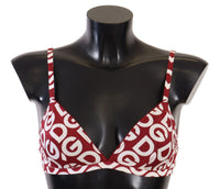 Thumbnail for Red White DG Print Non Wire Cotton Bra Underwear