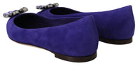 Thumbnail for Embellished Crystal Purple Suede Flats