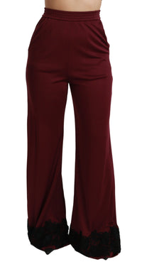 Thumbnail for Elegant Maroon High Waist Wide Leg Trousers