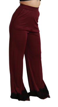 Thumbnail for Elegant Maroon High Waist Wide Leg Trousers