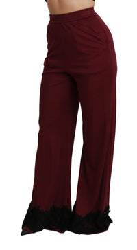 Thumbnail for Elegant Maroon High Waist Wide Leg Trousers