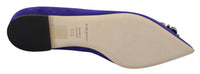 Thumbnail for Embellished Crystal Purple Suede Flats
