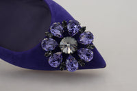 Thumbnail for Embellished Crystal Purple Suede Flats
