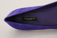 Thumbnail for Embellished Crystal Purple Suede Flats