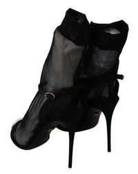 Thumbnail for Elegant Black Heeled Stretch Sandals