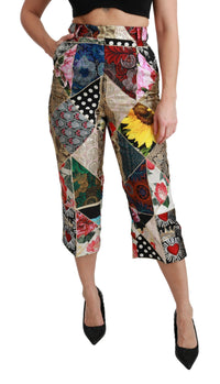 Thumbnail for Elegant High Waist Cropped Silk Blend Trousers
