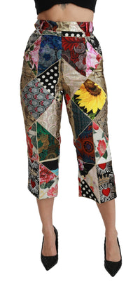 Thumbnail for Elegant High Waist Cropped Silk Blend Trousers