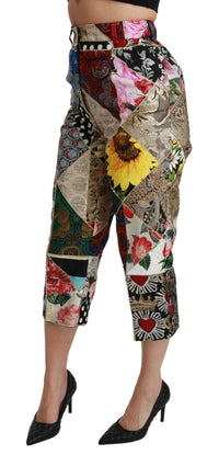 Thumbnail for Elegant High Waist Cropped Silk Blend Trousers