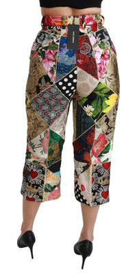 Thumbnail for Elegant High Waist Cropped Silk Blend Trousers