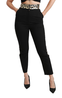 Thumbnail for Gold Leopard Jacquard High Waist Pants
